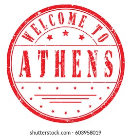 rubber stamp "welcome to Athens", vector illustration