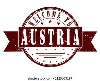 rubber stamp "welcome to Austria", vector illustration