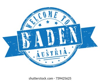 rubber stamp "Welcome to Baden, Austria", vector illustration
