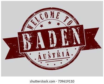 rubber stamp "Welcome to Baden, Austria", vector illustration