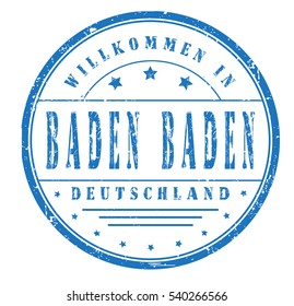 rubber stamp "welcome to Baden Baden, Germany" on white, vector illustration