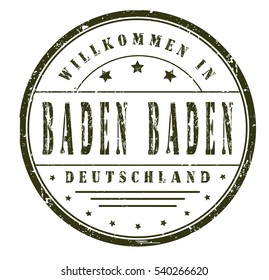 rubber stamp "welcome to Baden Baden, Germany" on white, vector illustration