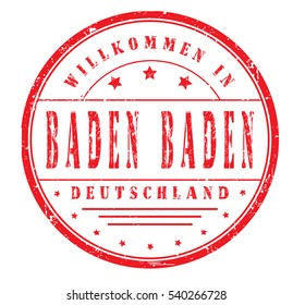 rubber stamp "welcome to Baden Baden, Germany" on white, vector illustration