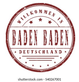 rubber stamp "welcome to Baden Baden, Germany" on white, vector illustration