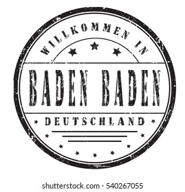 rubber stamp "welcome to Baden Baden, Germany" on white, vector illustration
