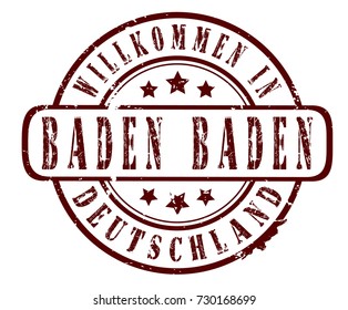 rubber stamp "Welcome to Baden Baden, Germany" (german), vector illustration