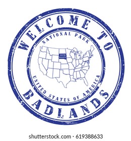 rubber stamp "welcome to Badlands", vector illustration