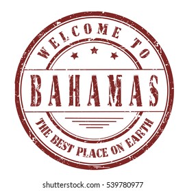 rubber stamp "welcome to Bahamas, the best place on Earth" on white, vector illustration