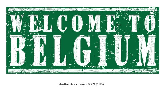 rubber stamp "welcome to Belgium", vector illustration