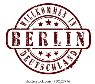 rubber stamp "Welcome to Berlin, Germany" (german), vector illustration