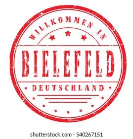 rubber stamp "welcome to Bielefeld, Germany" on white, vector illustration
