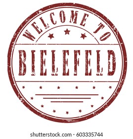 rubber stamp "welcome to Bielefeld", vector illustration