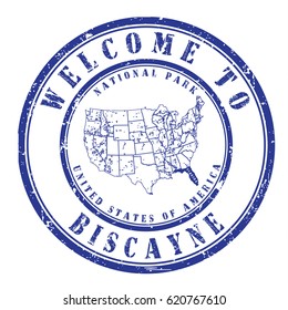 rubber stamp "welcome to Biscayne", vector illustration