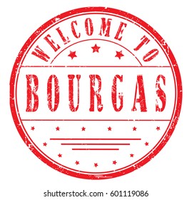 rubber stamp "welcome to Bourgas", vector illustration