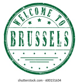 rubber stamp "welcome to Brussels", vector illustration