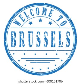 rubber stamp "welcome to Brussels", vector illustration