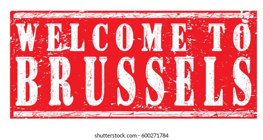 rubber stamp "welcome to Brussels", vector illustration
