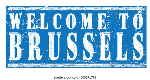 rubber stamp "welcome to Brussels", vector illustration