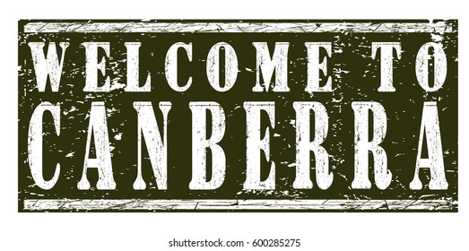 rubber stamp "welcome to Canberra", vector illustration