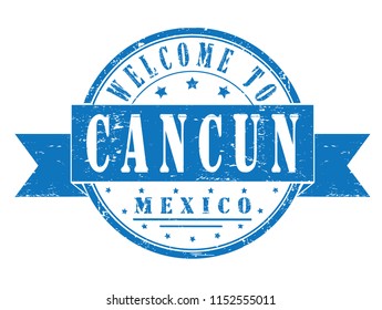 rubber stamp "welcome to Cancun, Mexico", vector illustration