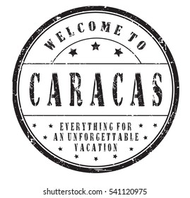 rubber stamp "welcome to Caracas, everything for an unforgettable vacation" on white, vector illustration