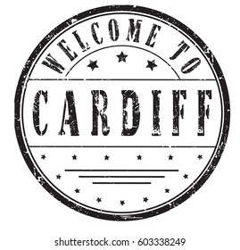 rubber stamp "welcome to Cardiff", vector illustration