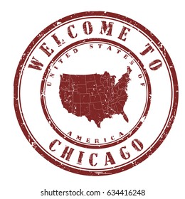 rubber stamp "welcome to Chicago, United States of America", vector illustration