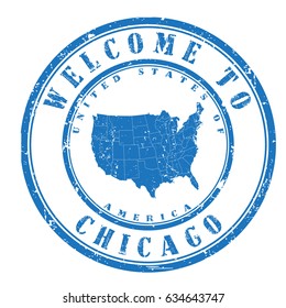 rubber stamp "welcome to Chicago, United States of America", vector illustration