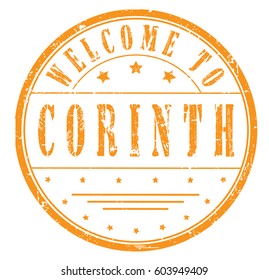rubber stamp "welcome to Corinth", vector illustration