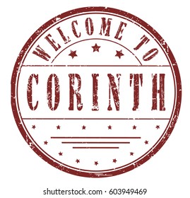 rubber stamp "welcome to Corinth", vector illustration