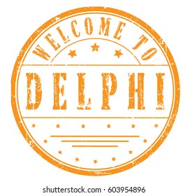 rubber stamp "welcome to Delphi", vector illustration