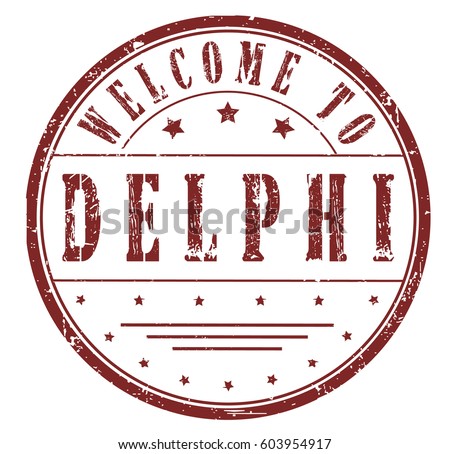rubber stamp "welcome to Delphi", vector illustration
