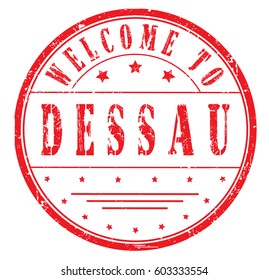 rubber stamp "welcome to Dessau", vector illustration