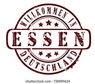 rubber stamp "Welcome to Essen, Germany" (german), vector illustration