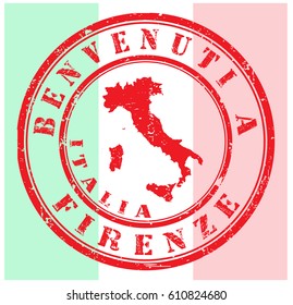 rubber stamp "welcome to Florence", vector illustration