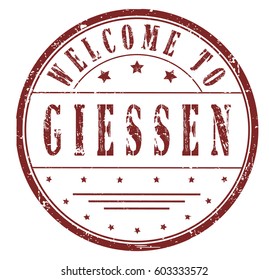 rubber stamp "welcome to Giessen", vector illustration