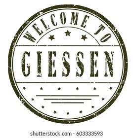 rubber stamp "welcome to Giessen", vector illustration