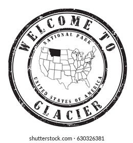 rubber stamp "welcome to Glacier", vector illustration