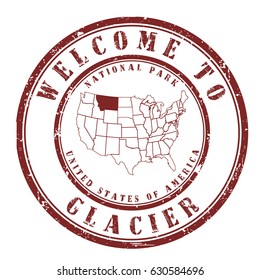 rubber stamp "welcome to Glacier", vector illustration