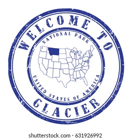 rubber stamp "welcome to Glacier", vector illustration