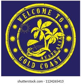 rubber stamp "welcome to Gold Coast, Australia", vector illustration