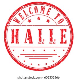 rubber stamp "welcome to Halle", vector illustration