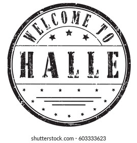 rubber stamp "welcome to Halle", vector illustration