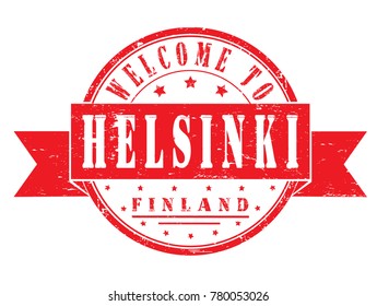rubber stamp "welcome to Helsinki, Finland", vector illustration