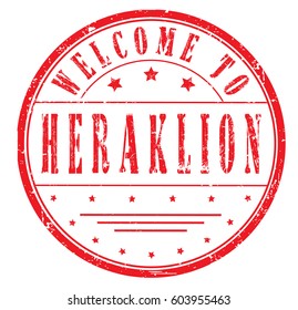 rubber stamp "welcome to Heraklion", vector illustration