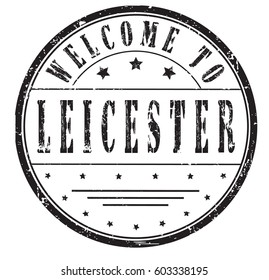 rubber stamp "welcome to Leicester", vector illustration
