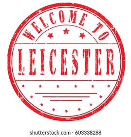 rubber stamp "welcome to Leicester", vector illustration