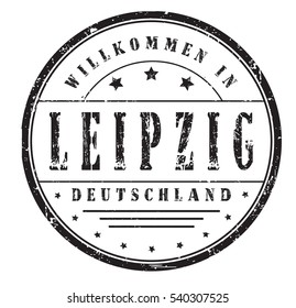 rubber stamp "welcome to Leipzig, Germany" on white, vector illustration