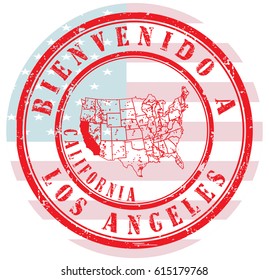 rubber stamp "welcome to Los Angeles, California", vector illustration
