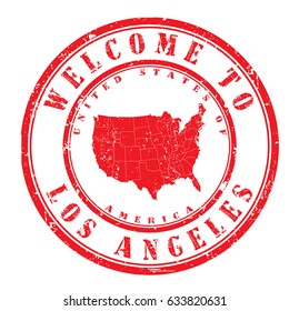 rubber stamp "welcome to Los Angeles, United States of America", vector illustration